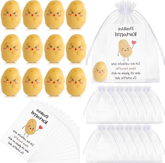 Set van 12 Inspirerende Aardappel Geschenken voor Emotionele Ondersteuning van Studenten, Collega's en Leraren - Positieve Cadeaus voor Einde van het Jaar van Hars