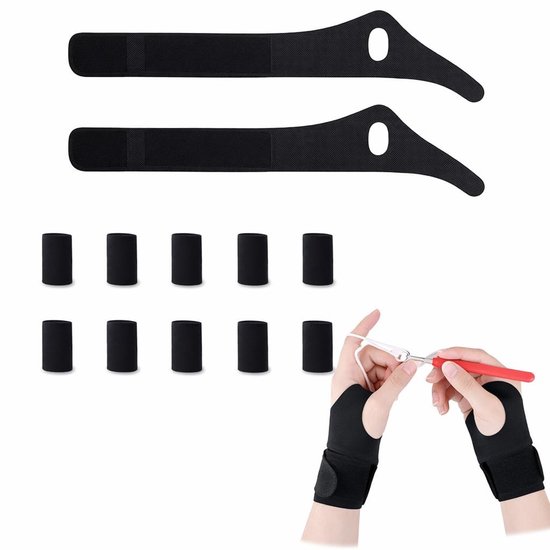 Set van 12 Stuks Steunhandschoenen voor Artritis met Duimsteun, Ideaal voor Breien, Haken en Handwerken (Zwart)
