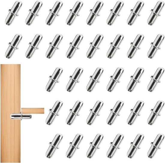 Set van 120 Ondersteuners voor Planken van 5 mm, Ideaal voor Keukenkasten, Boekenkasten en Glazen Planken, Robuuste Metalen Steunen voor een Betrouwbare Ondersteuning