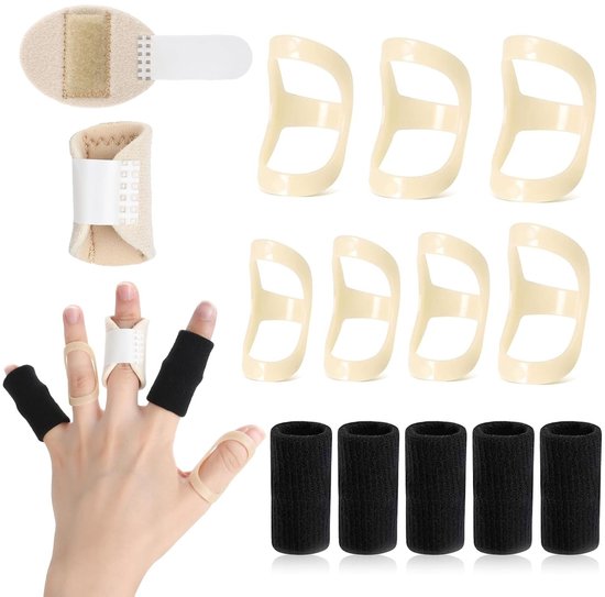 Set van 14 vingersteunen, herbruikbare vingerbandages voor artritis en gewrichtsbescherming, ideaal voor vingerblessures en stabilisatie