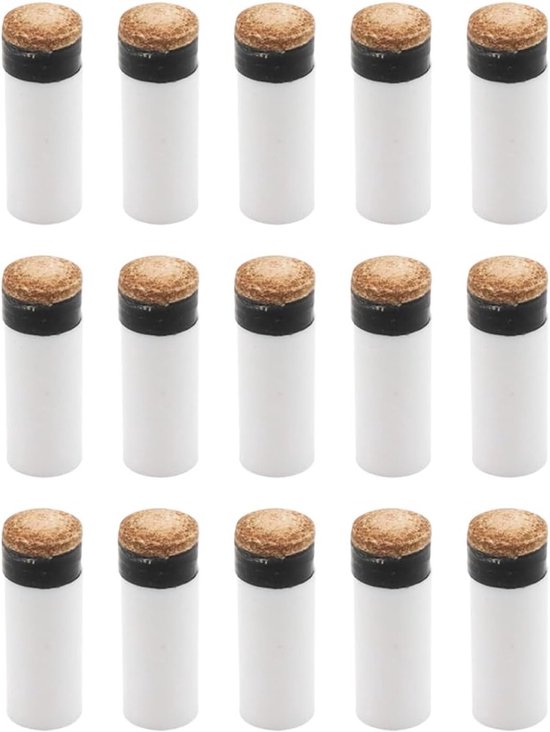 Set van 15 biljartkeu wit ferrules met verwisselbare tips - Biljartaccessoires en vervangingsonderdelen voor optimale prestaties van Merkloos