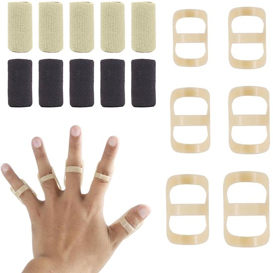 Set van 16 ovale vingergeleiders en mouwen, vingerorthesen voor triggerfinger, mallet en artritis - maten 5/6/7/8/9/10 voor optimale ondersteuning en herstel