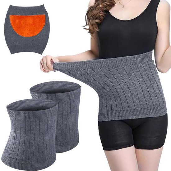 Set van 2 Dames Wol Ondersteuning voor de Onderrug - Elastische Tailleband voor Wintercomfort - One Size van Merkloos