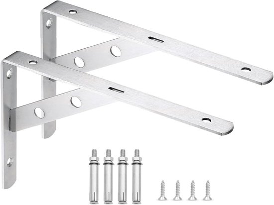 Set van 2 Hoekbeugels in L-vorm van RVS 150 x 110 mm met Schroeven - Duurzaam en Sterk voor Meubelconstructie