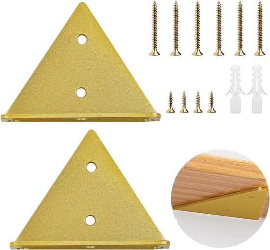Set van 2 Hoekplank Steunen met Schroeven voor Boekenkasten, Keukenplanken en Badkamerplanken, Ideaal voor Wanddecoratie en Ruimtebesparing