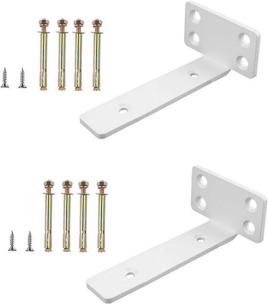 Set van 2 L-vormige Planksteunen voor Wandmontage, 15 cm, Zware Belastbaarheid tot 50 kg, Ideaal voor Keuken en Kantoor, Inclusief Dowel Schroeven, 4 mm Dikte
