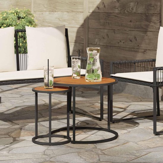 Set van 2 nesting staal natuurlijk zwart 55x55x45 cm