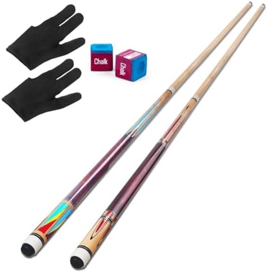 Set van 2 professionele biljartkeus - 147 cm esdoornhout met zwarte afwerking