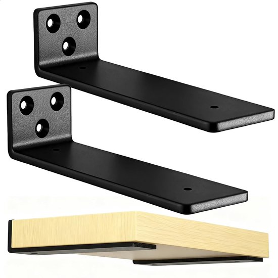 Set van 2 stevige 30 cm metalen plankensteunen voor hoekmontage, inclusief schroeven, ideaal voor woonkamer, kantoor en keuken, ondersteunt tot 12 kg