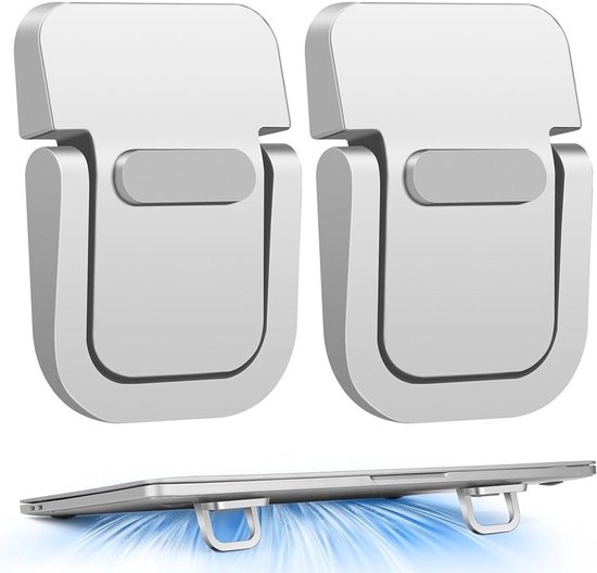 Set van 2 Vouwbare Mini Laptop Steunen van Aluminium voor Computer, Draagbaar en Zelfklevend, Ideaal voor Thuis en Kantoor