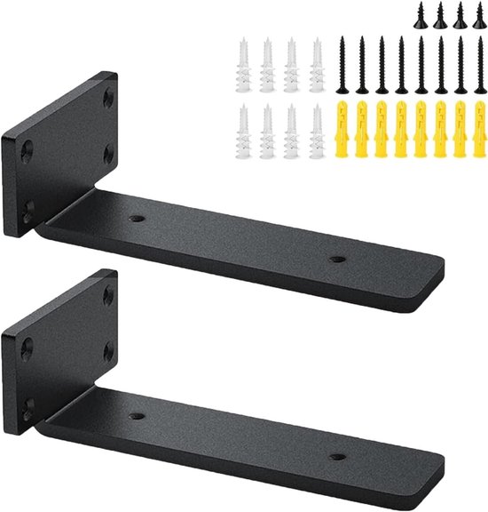 Set van 2 Wandplanken Steunen, Draagkracht 45 kg, 5 mm Dikte, Ideaal voor Drijvende Planken en Muurmontage