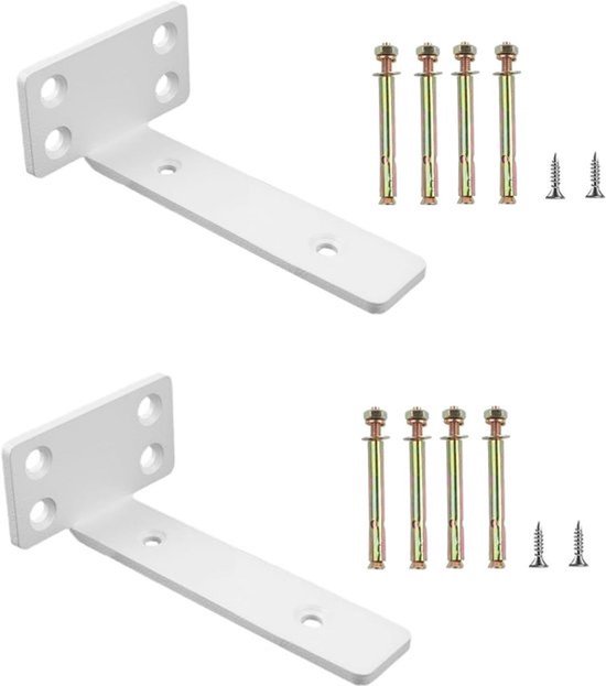 Set van 2 Wandplanksteunen, L-vormige Verstevigingen voor Planken, 15 cm, Zware Lasten, Verborgen Montage met Dowel Schroeven, Dikte 4 mm, Tot 50 kg, Ideaal voor Keuken en Kantoor