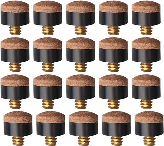 Set van 20 harde leren biljartkeupunten 10 mm voor biljartkeus en snooker