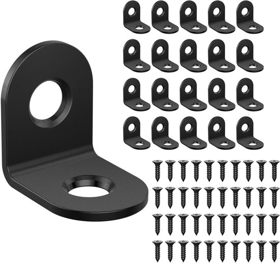 Set van 20 hoekverbindingen van 20 x 20 mm, RVS hoekbeugels met 85 schroeven voor het verstevigen van hout en meubels