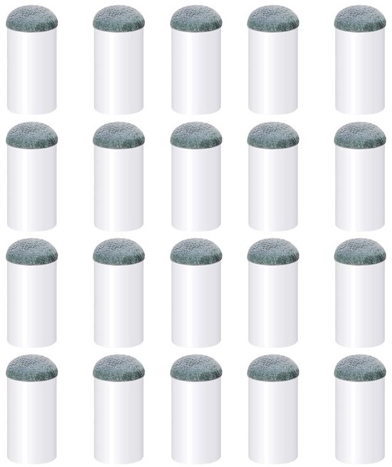 Set van 20 vervangende biljartkeu koppen, 12 mm, slip-on zonder gereedschap