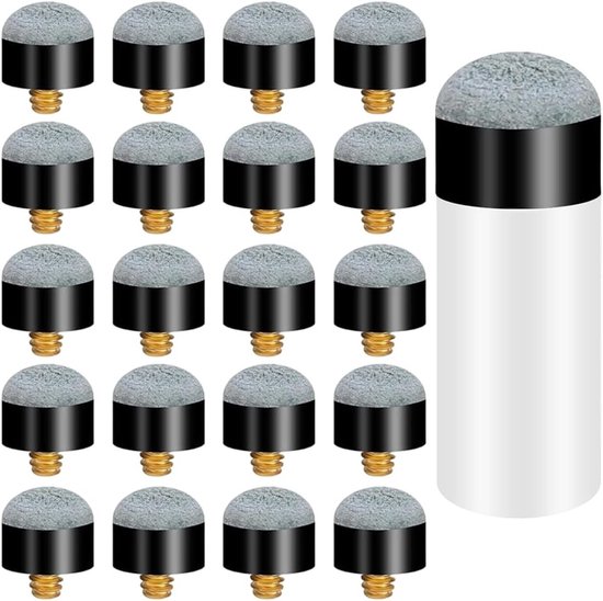 Set van 20 vervangingspunten met schroef van 12 mm voor leren clipaccessoires voor biljart, pool en snooker cue reparatie en vervangingen