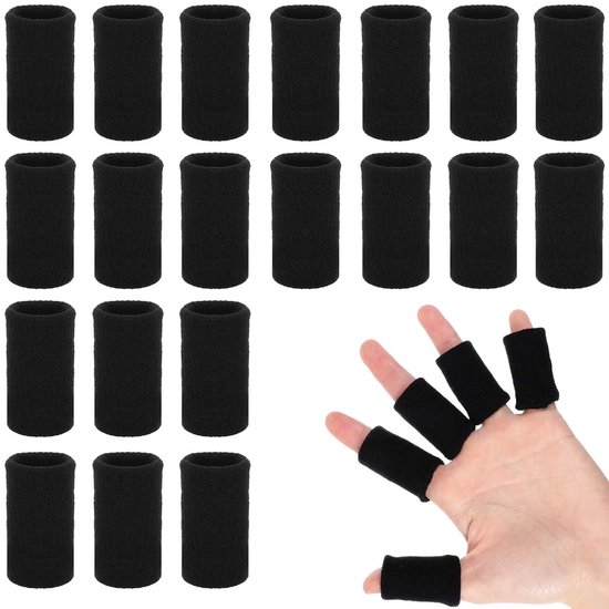 Set van 20 Vingerbeschermers - Elastische Vingerbeschermers, Vingersteunen en Vingerpads voor Gewrichtsbescherming, Compressiebescherming en Pijnverlichting