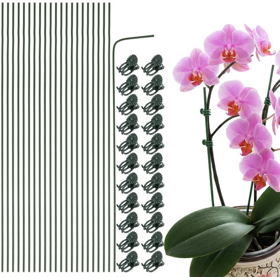 Set van 22 Orchideensteunen met 22 Clips voor Binnen en Buiten