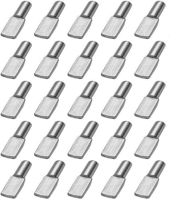 Set van 25 metalen plankensteunen en pennen van 5 mm voor boekenplanken, kaststeunen en meubelondersteuning