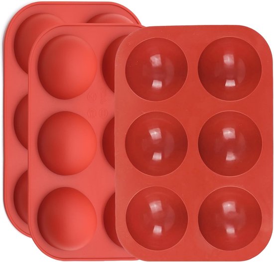 Set van 3 Siliconen Mallen met Halve Bolvorm - Ideaal voor Mousse, Chocolade en IJs Cakes met 6 Holtes