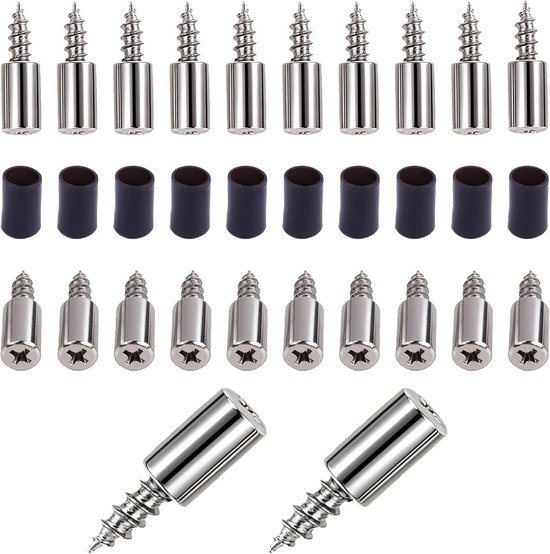 Set van 30 Planksteunen, Schroefstopper 7 mm, Ideaal voor Boekenkasten, Meubels en Kasten (Zwart)