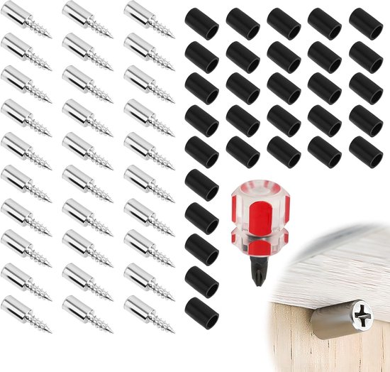 Set van 30 roestvrijstalen plankensteunen met schroevendraaier, ideaal voor keuken en woonkamer, stevige houders voor kasten en planken