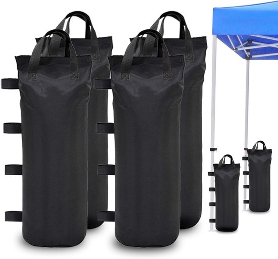 Set van 4 hoogwaardige zandzakken voor stevige en directe ondersteuning van gazebos en schuilplaatsen, zwarte gewichten voor stabiliteit