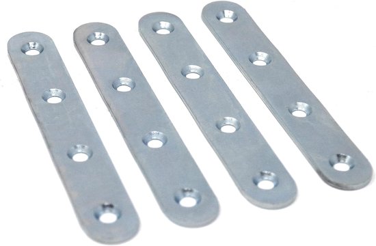 Set van 4 platte verbinders, gatenplaat, fixeerplaat, metalen