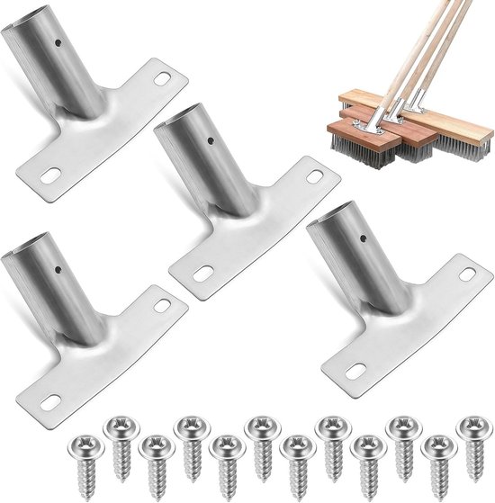 Set van 4 Steelhouders voor Bezems - Bezemsteun voor Huishouden, Kantoor en Terras, Geschikt voor Stelen tot Ø 23,5 mm met Schroeven