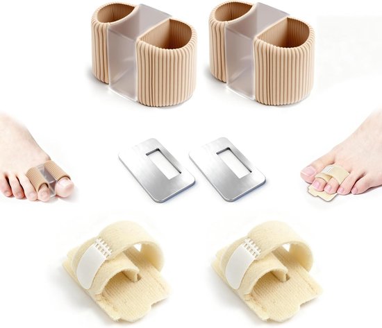 Set van 4 Stukken voor Teencorrectie, Teenspalk en Teenklem, Ideaal voor Hamertenen en Cystitis, Silicone Teenspalk voor Mannen en Vrouwen, Verbeter Comfort en Ondersteuning