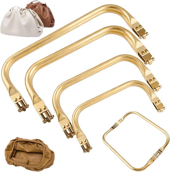 Set van 4 Tasframes voor DIY Tassen, 16cm, 18cm, 20cm en 22cm, Aluminium Tassteunen, Rechthoekige Frames voor Clutch en Portemonnees