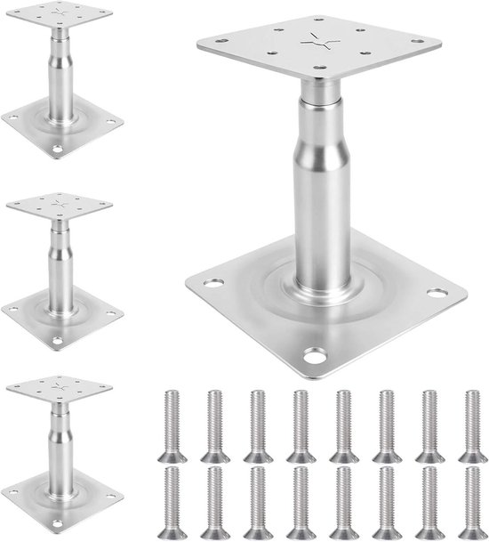 Set van 4 Verstelbare Poststeunen voor Hekken, Carports en Pergola's - Hoogte 100-130 mm, Sterke Ondersteuning voor Bouwprojecten