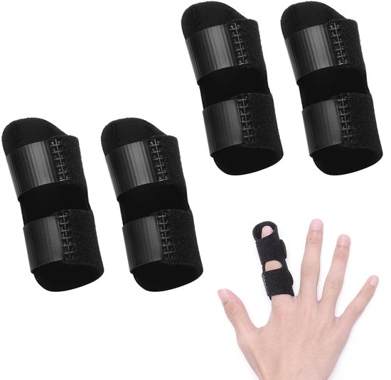 Set van 4 verstelbare vingerspalken voor immobilisatie, aluminium steun, vingersteun en bandage bij gebroken vingers en artritis
