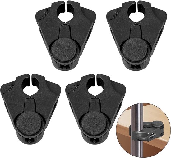 Set van 4 Zwarte Stoelhouders voor Wandelschoenen, Geschikt voor 1.5 - 2.5 cm Diameter, Ideaal voor Tafels en Nachttafels
