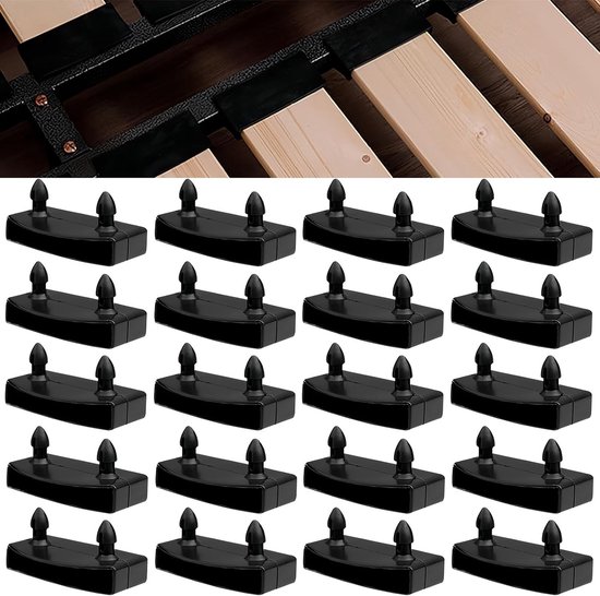 Set van 40 houten lattensteunen, 53 x 9 mm, kunststof zijbeugels voor het bevestigen van latten aan bedframe, ideaal voor beddengoed en meubelprojecten