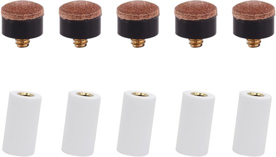Set van 5 bits - biljartkeu - 12 mm - reservekoppen om te schroeven - slijtvast - accessoires voor biljartstaart - stijve hengel accessoires