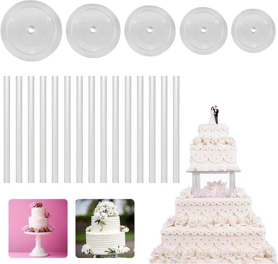 Set van 5 Herbruikbare Cake Standaards voor Laagjes Taarten, Stevige Ondersteuning en Scheidingsplaten voor Taarten