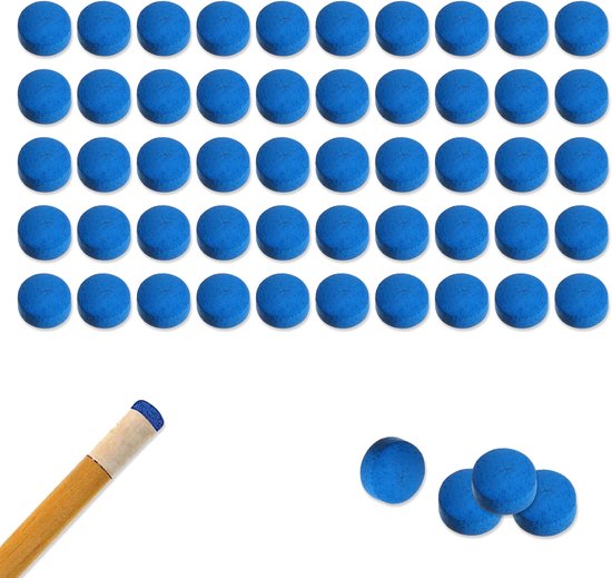 Set van 50 Pool Cue Tips - 13mm - Blauw