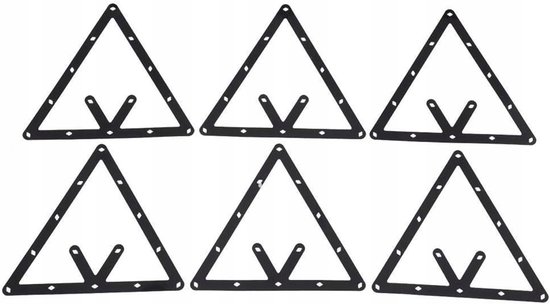 Set van 6 Biljart Driehoeken voor 8-Ball, 9-Ball, 10-Ball