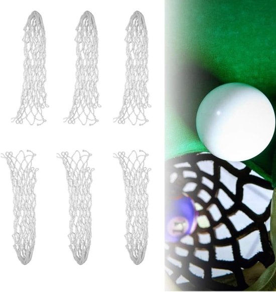 Set van 6 Billiard Tassen - Katoenen Netten voor Billiard Training en Accessoires - Ideaal voor Billiard Tafels en Spelers