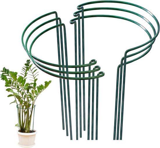 Set van 6 metalen plantsteunen - Halfronde ondersteuning voor klimplanten, bloemen en groenten (35 x 20 cm)