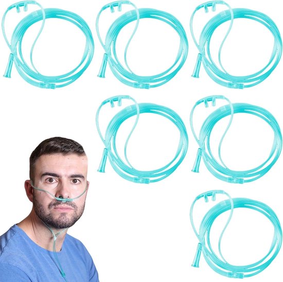 Set van 6 Neusbrillen voor Zuurstofapparaat - Comfortabele Neusglazen voor Ademhalingstherapie, Zuurstofslang en Ademhalingsondersteuning
