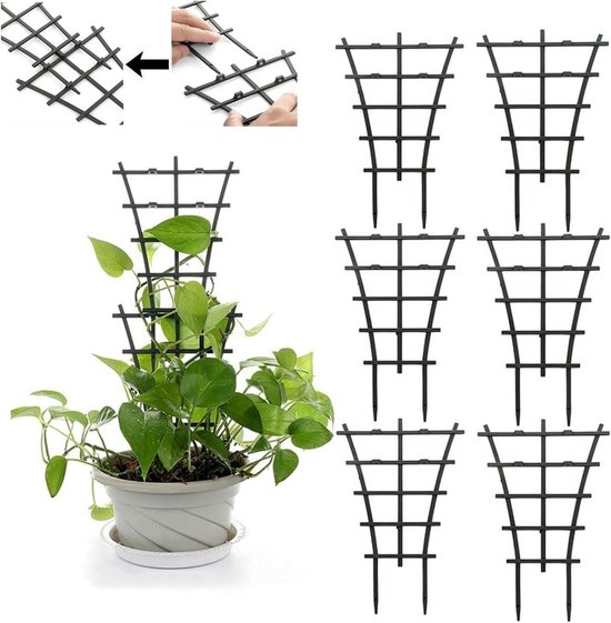 Set van 6 Plastic Klimplantsteunen voor Tuin en Binnen, Ideaal voor Tomaten, Komkommers en Bonen
