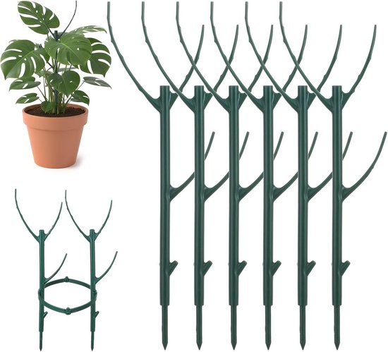 Set van 6 Stapelbare Plantsteunen, Klimhulp voor Binnen- en Buitenplanten, Verstelbare Plantstokken voor Potplanten en Monstera Ondersteuning