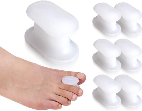 Set van 6 Teentjes Scheiders voor Hallux Valgus, Siliconen Teenkappen en Beschermers voor Voetballen
