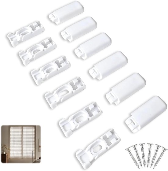 Set van 6 Vouwbare Ondersteuningen, Spanningselementen voor Universele Vouwhouders voor Boren en Lijmen, Witte Plastic Onderdelen voor Stick & Fix Frontlijmplaten