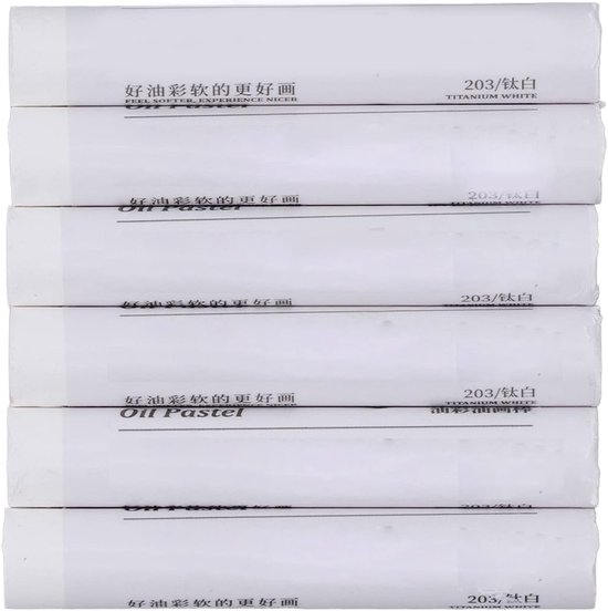 Set van 6 Witte Pastelkrijtjes met Unieke Textuur voor Schilderen