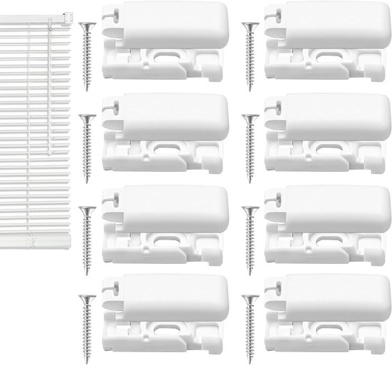 Set van 8 universele klemsteunen voor jaloezieën, plisségordijnen en rolgordijnen, vervangingsonderdelen en raamsteunen