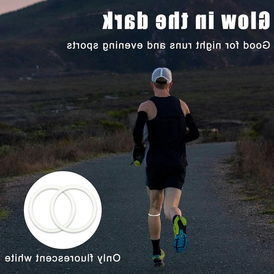 Siliconen Patella Tendon Ondersteuningsbanden - Ademend Knieband voor Sport, Hardlopen en Basketbal met Opbergtas voor Mannen en Vrouwen (Zwart, Luminieus Wit)