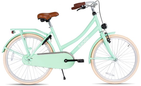 SJOEF City Meisjesfiets 22 inch - Kinderfiets 7, 8 & 9 jaar - LED verlichting - Inclusief Slot - Omafiets 22 inch - Turquoise van SJOEF